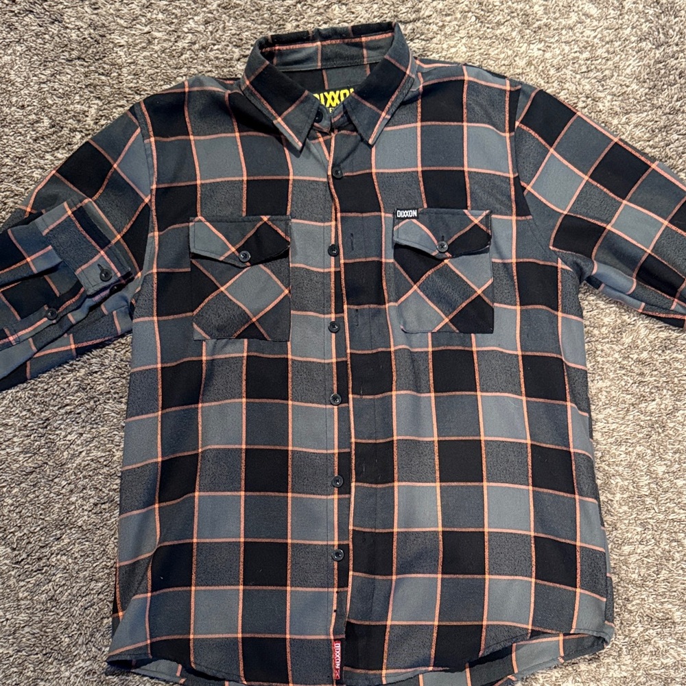 DIXXON Black, Grey and Orange Plaid Men's Shirt